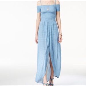 American Rag Off Shoulder Striped Tulip Maxi Dress